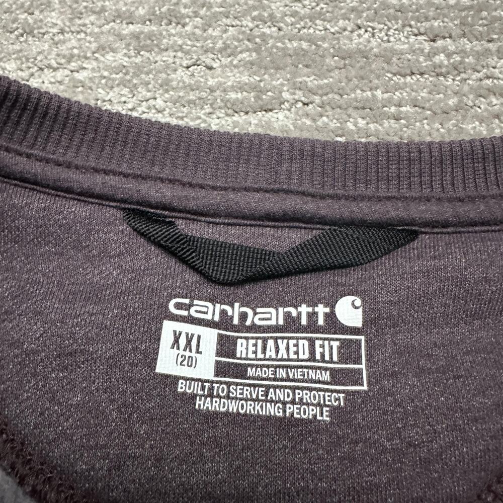 Carhartt Sweatshirt Womens 2XL Purple Crewneck Sleeve Graphic Fleece Pullover - Picture 7 of 12